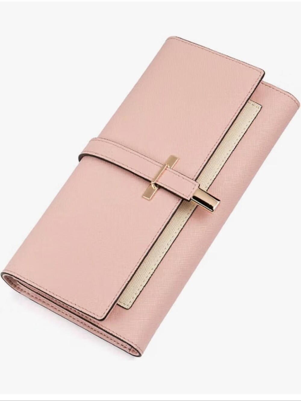 PU Leather Slim Trifold Clutch Long Checkbook Wallet